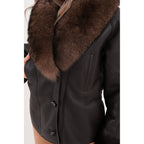 The Estelle Black & Brown Shearling Leather Women Jacket