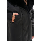 The Denali Hooded Black Shearling Leather Women Jacket