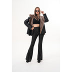The Duchess Shearling Brown Leather Women Hooded Jacket
