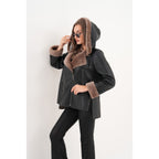 The Duchess Shearling Brown Leather Women Hooded Jacket