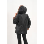 The Duchess Shearling Brown Leather Women Hooded Jacket