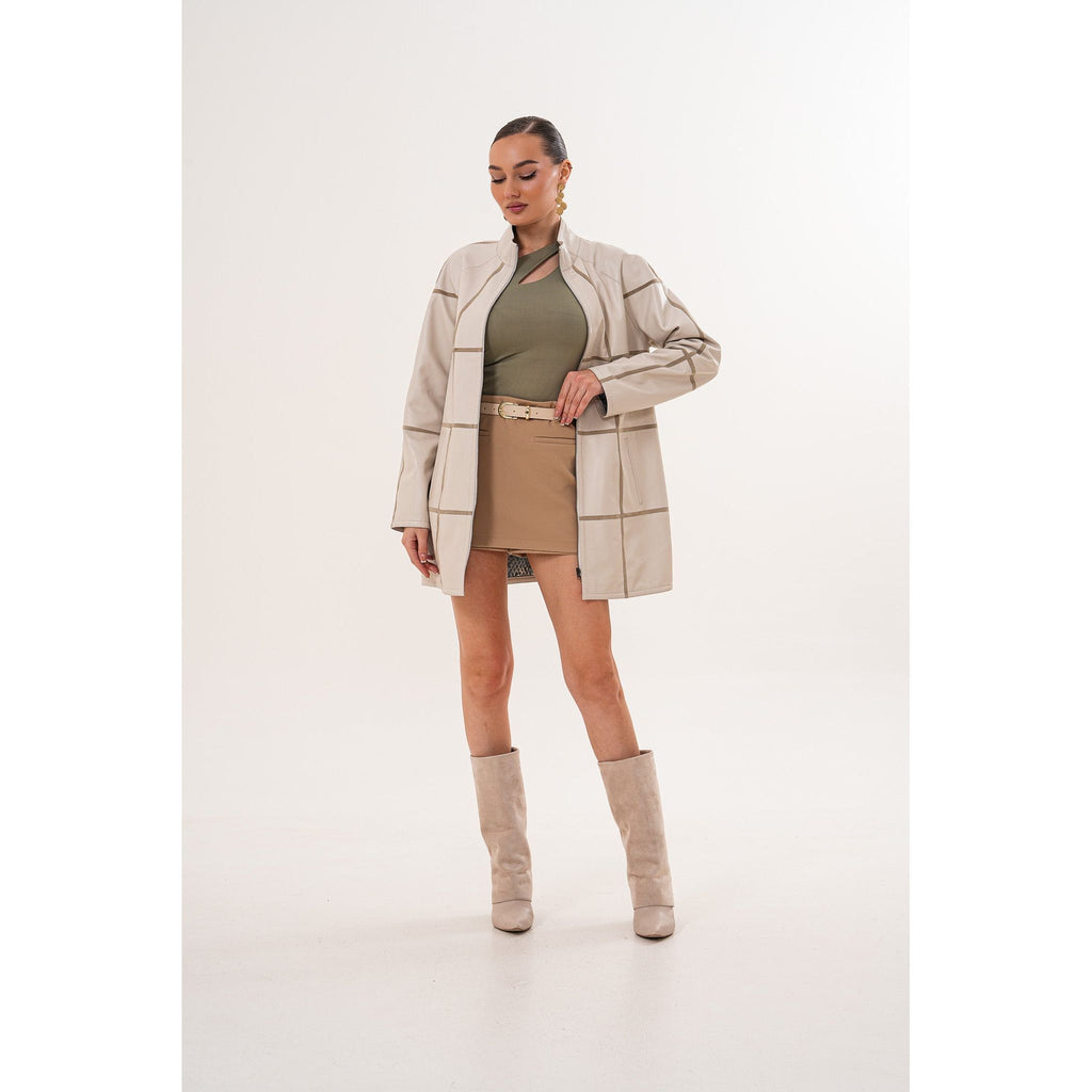 Vinci The Prado Reversible Cream  Leather Women Jacket