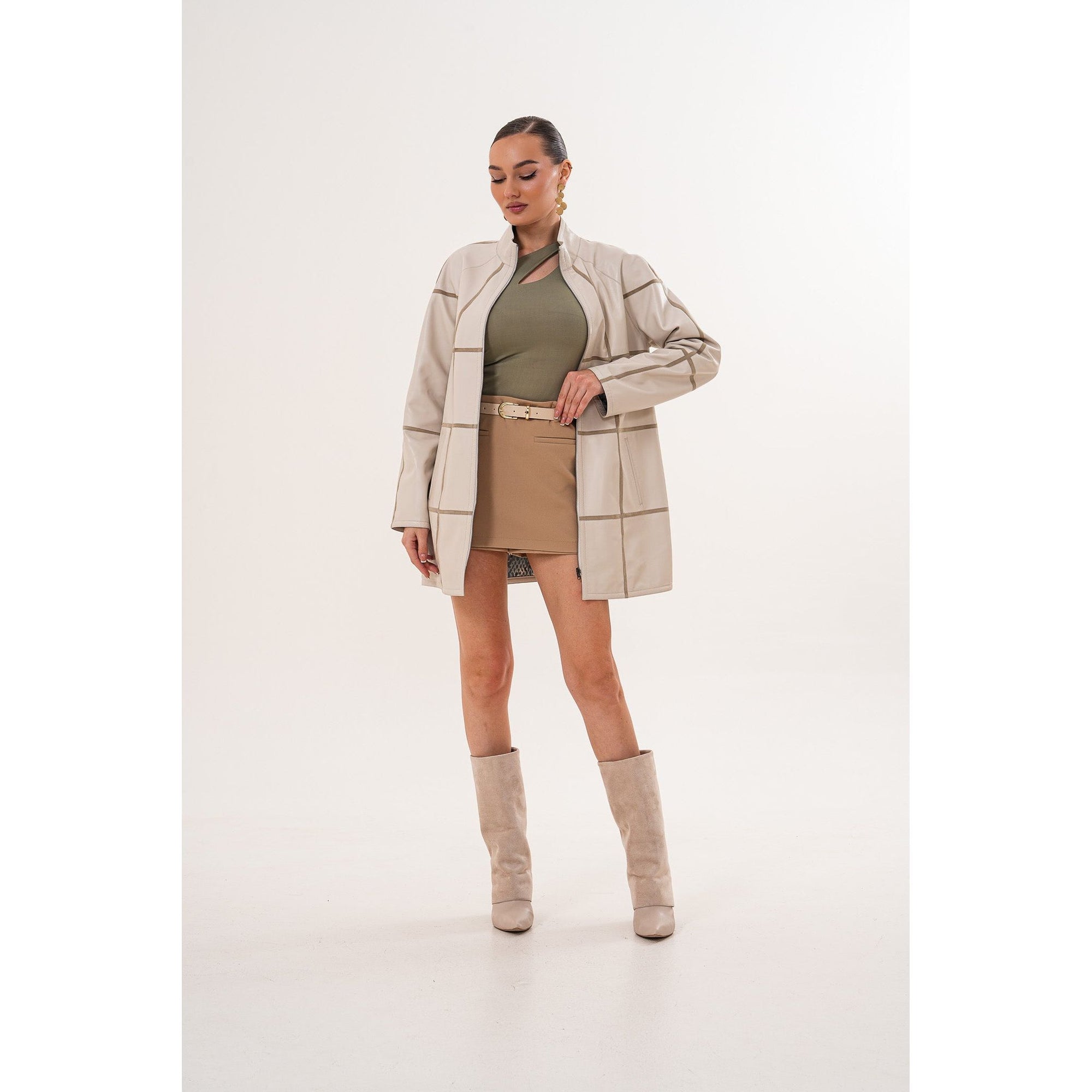 Vinci The Prado Reversible Cream  Leather Women Jacket