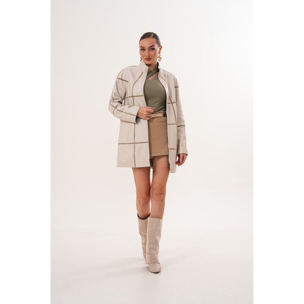 Vinci The Prado Reversible Cream  Leather Women Jacket