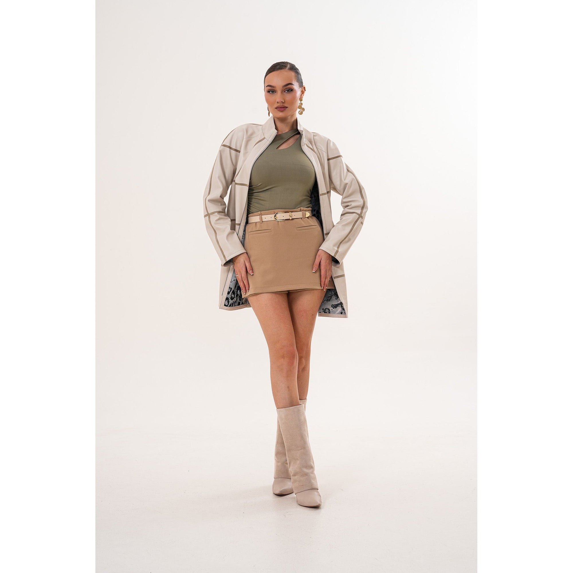 Vinci The Prado Reversible Cream  Leather Women Jacket