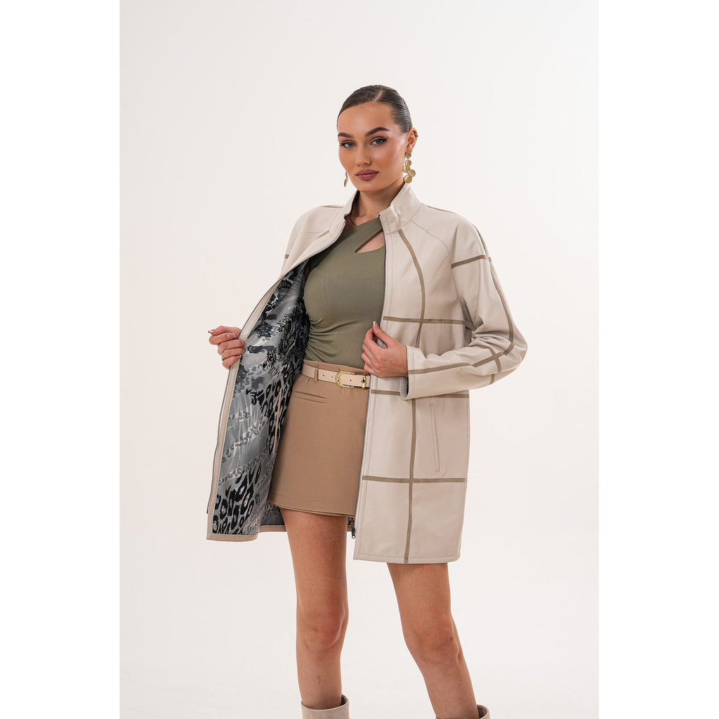 Vinci The Prado Reversible Cream  Leather Women Jacket