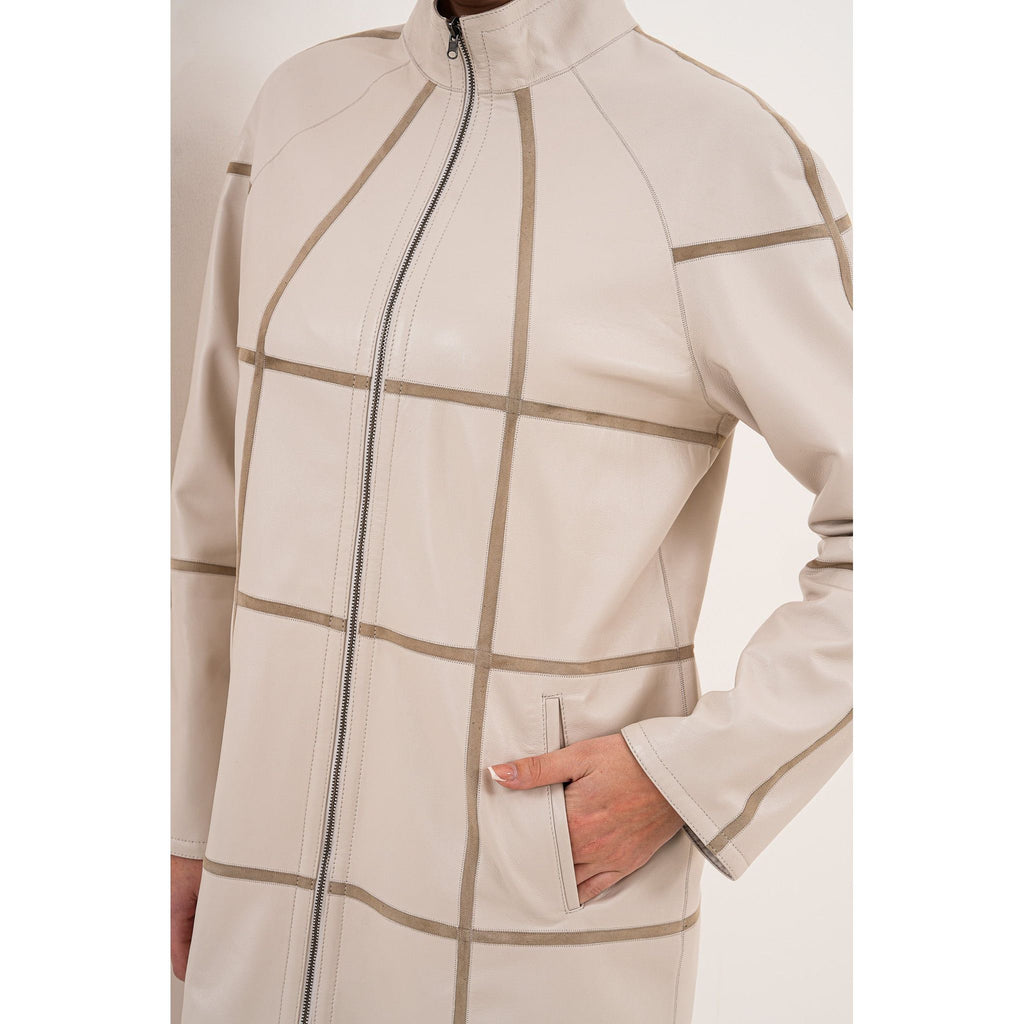 Vinci The Prado Reversible Cream  Leather Women Jacket