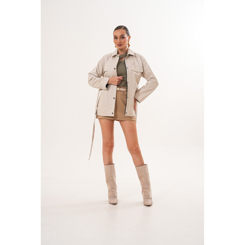 The Eira Cream Leather Women Jacket