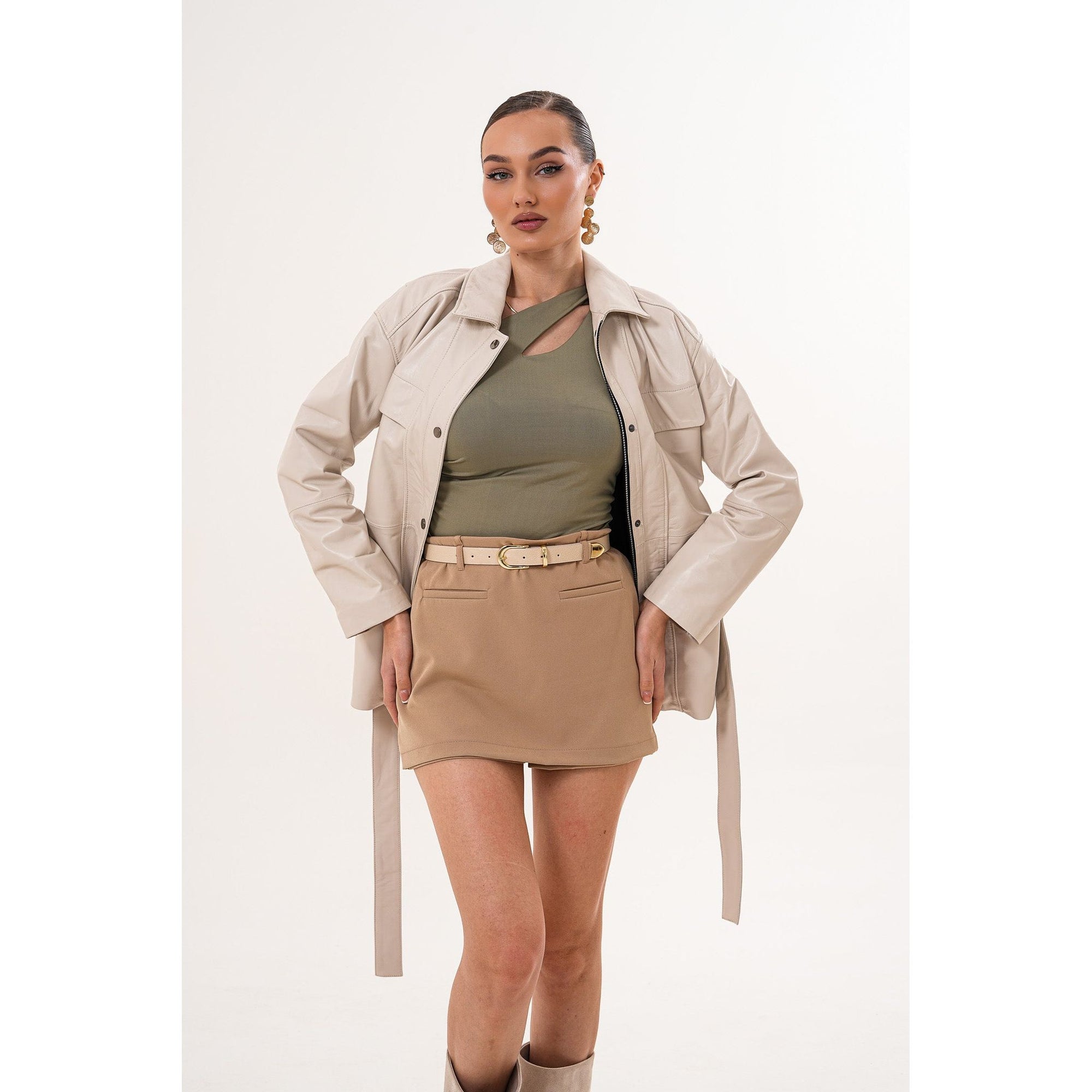 The Eira Cream Leather Women Jacket