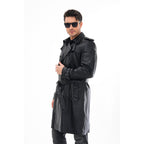 Vinci The Firenze Black Leather Men Leather Trench Coat Jacket