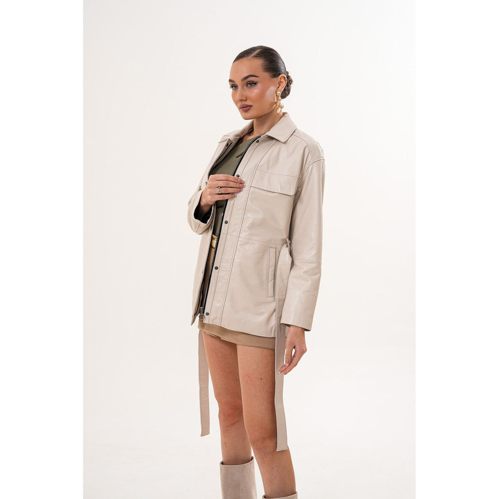 The Eira Cream Leather Women Jacket