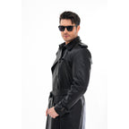 Vinci The Firenze Black Leather Men Leather Trench Coat Jacket
