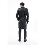 Vinci The Firenze Black Leather Men Leather Trench Coat Jacket