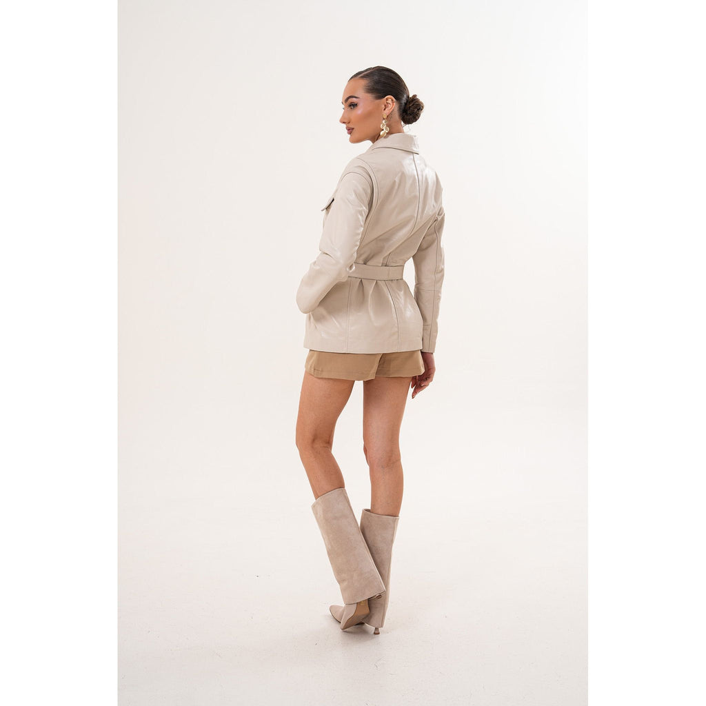 The Eira Cream Leather Women Jacket