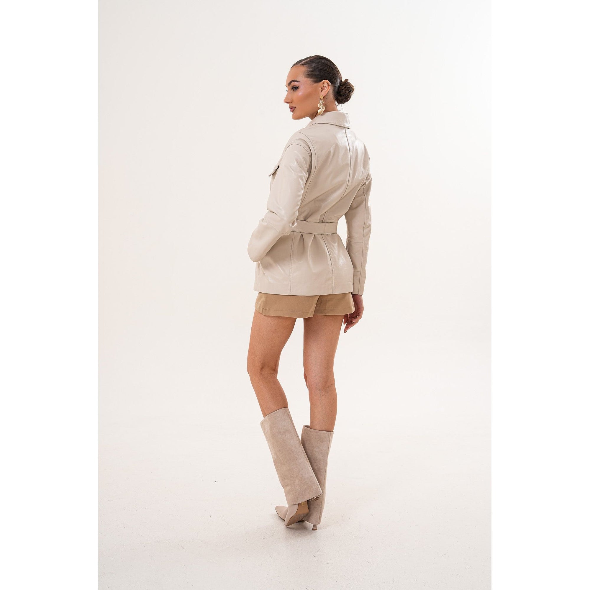 The Eira Cream Leather Women Jacket