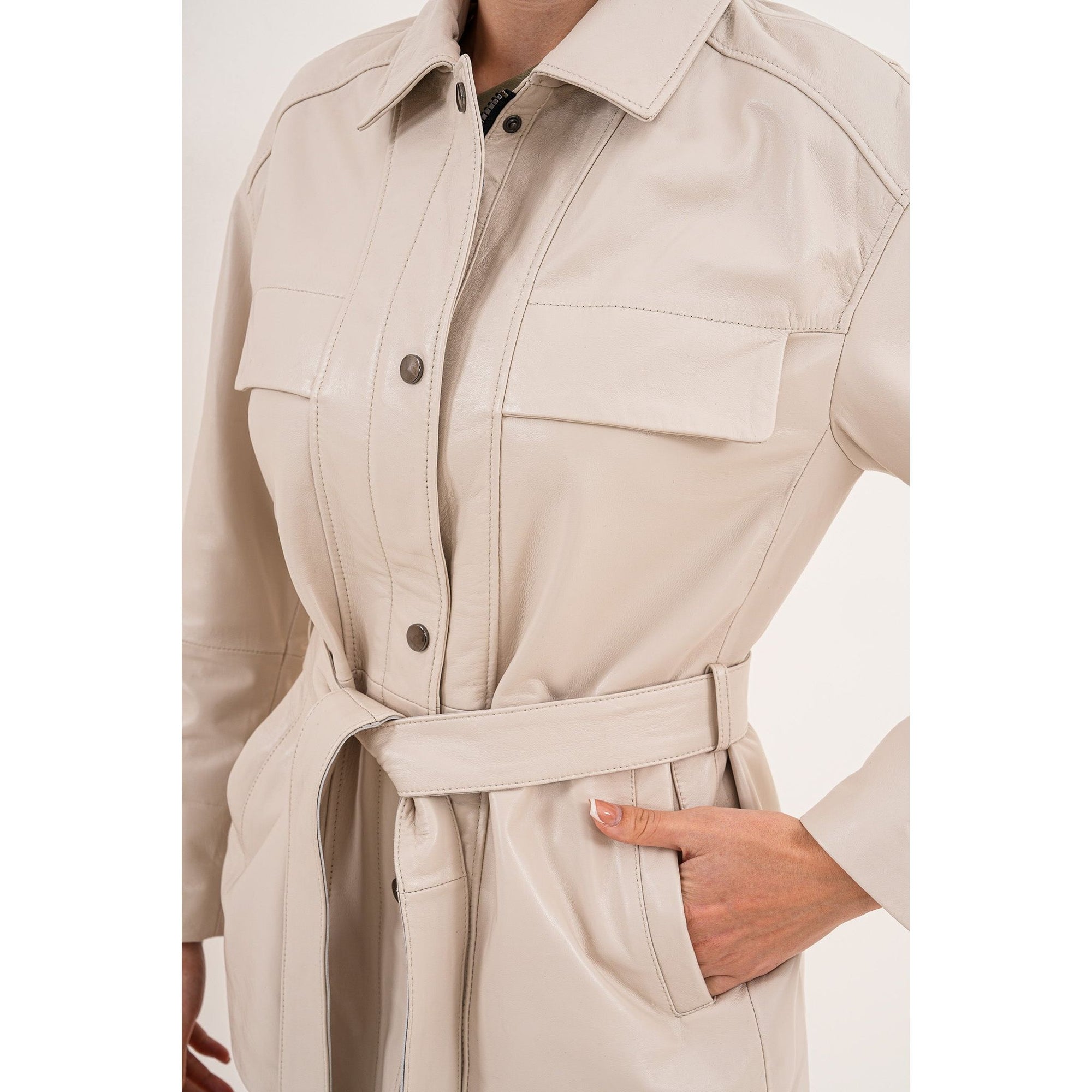 The Eira Cream Leather Women Jacket