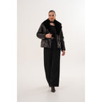 The Elvaris Dark Chocolate Leather Women Jacket with Fur Collar