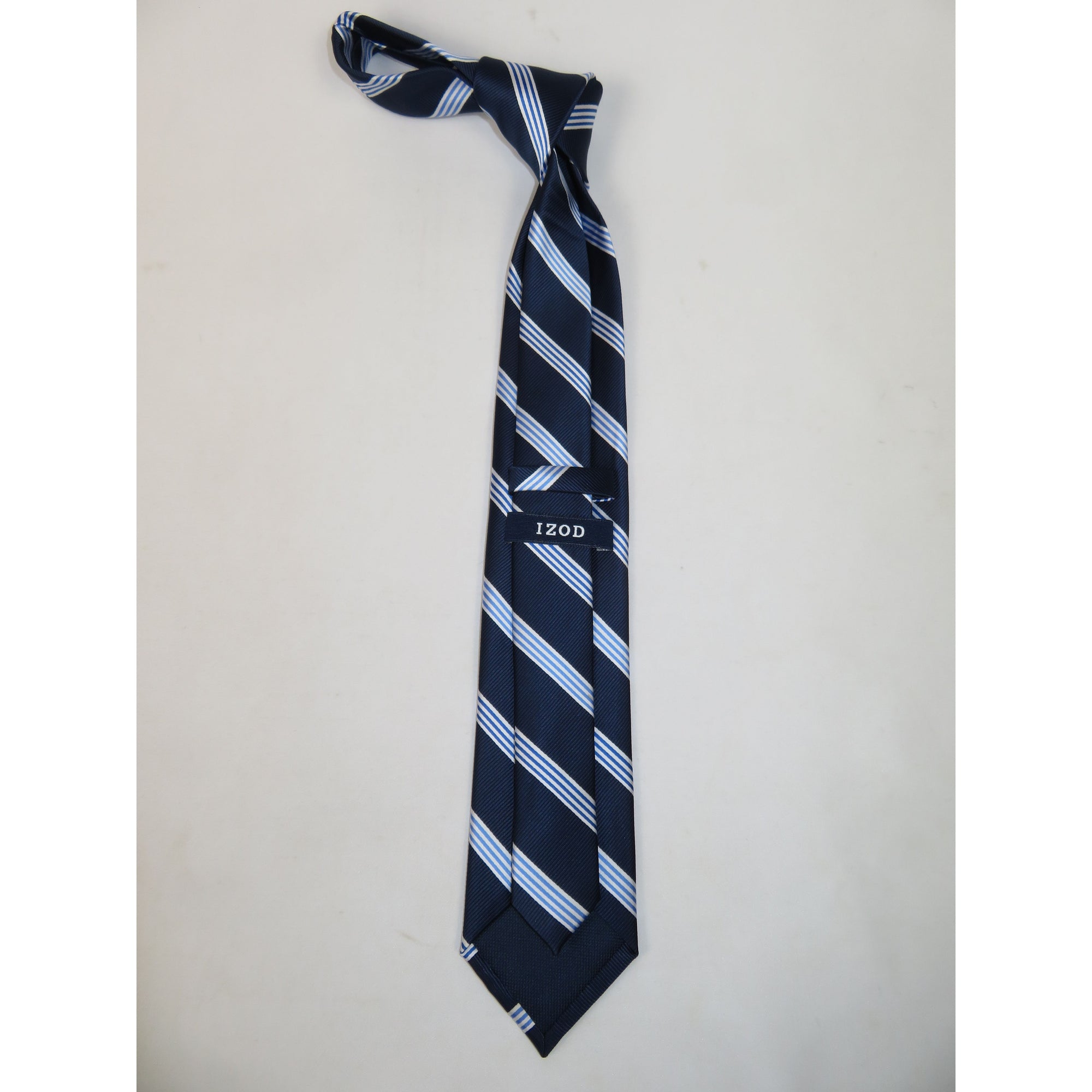Men's IZOD Tie Classic Woven Silky Feel #IZ-1 Navy Blue Stripe