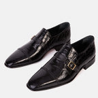 Vinci The Strat Single Monk Strap Cap Toe Black Leather Handmade Men Shoes