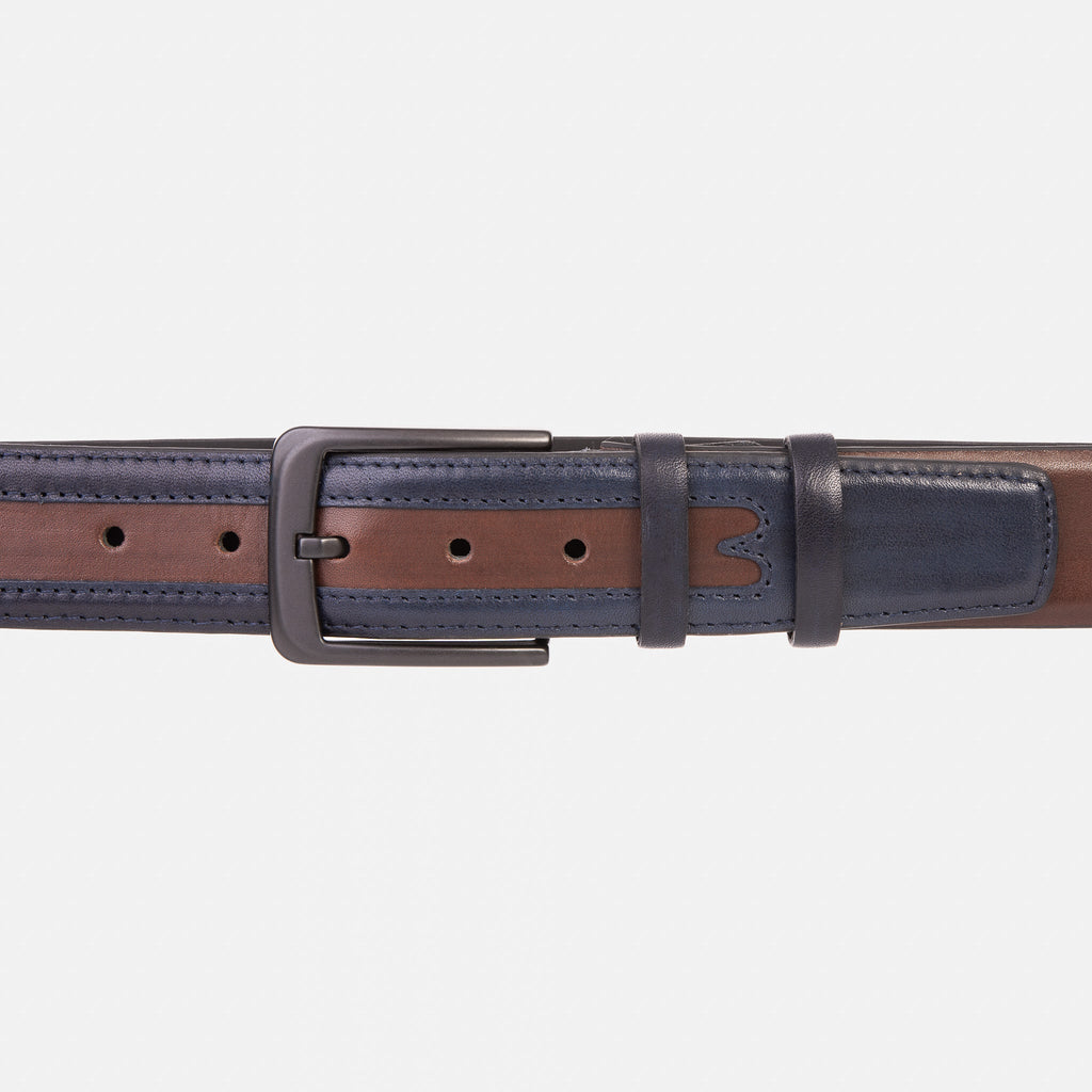 The Neiva Navy/Brown Leather Belt