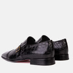 Vinci The Strat Single Monk Strap Cap Toe Black Leather Handmade Men Shoes