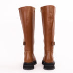 The Istinye Tan Leather Knee High Lace-Up Women Boot Limited Edition Final Sale!