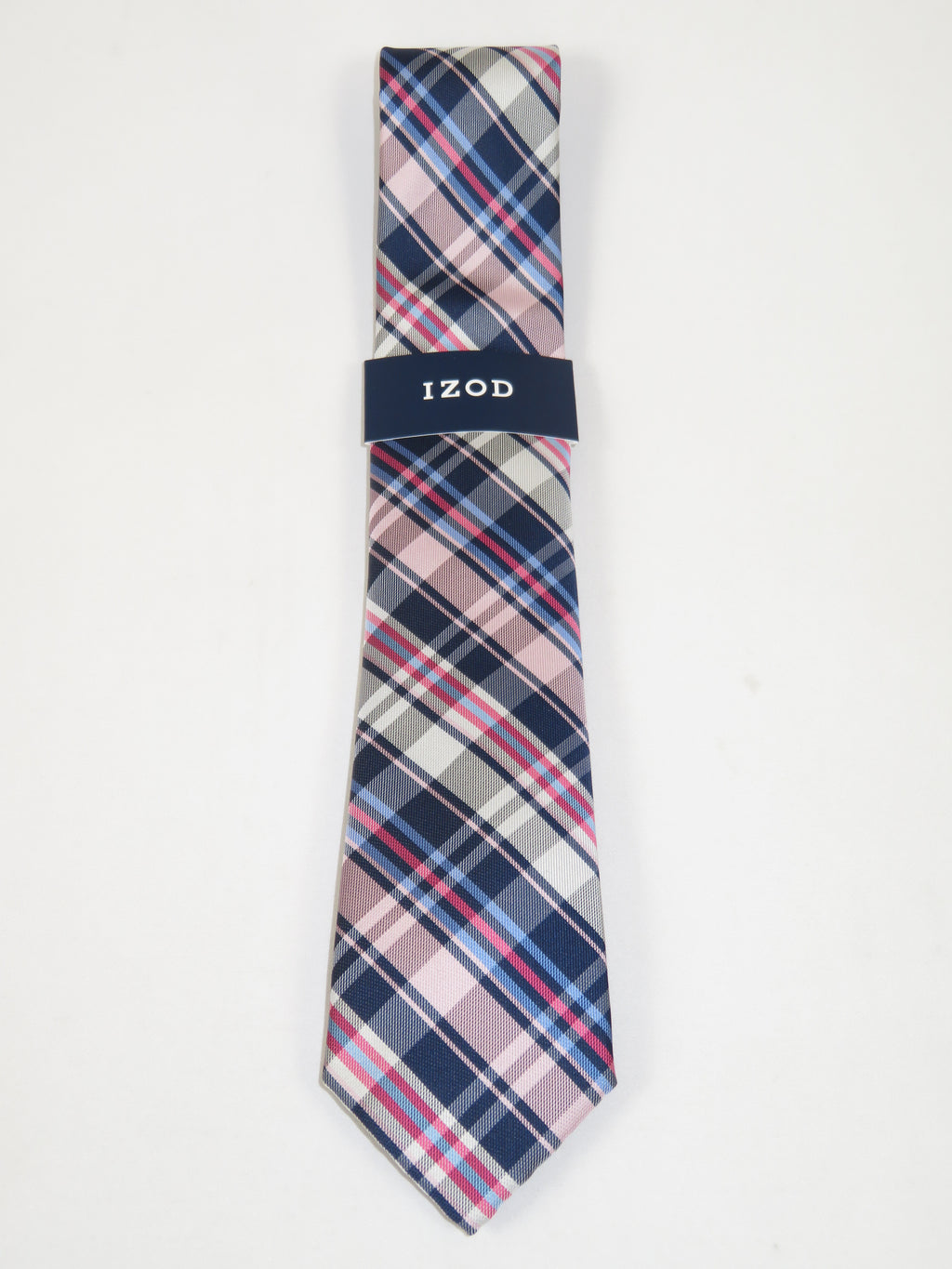 Men's IZOD Tie Classic Woven Silky Feel #Izod-1 Pink Blue English Plaid