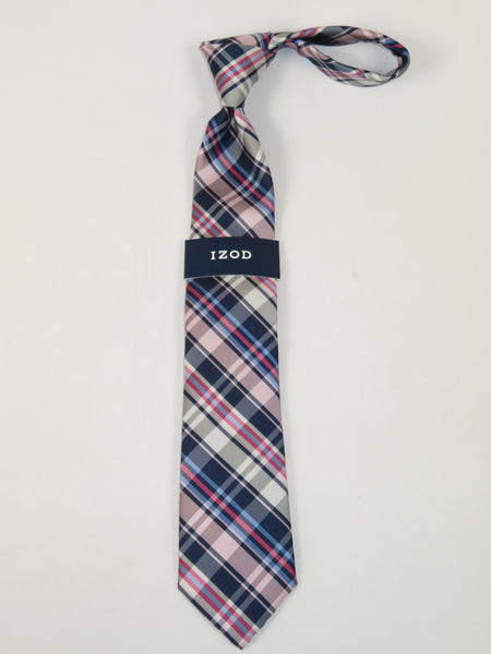 Men's IZOD Tie Classic Woven Silky Feel #Izod-1 Pink Blue English Plaid