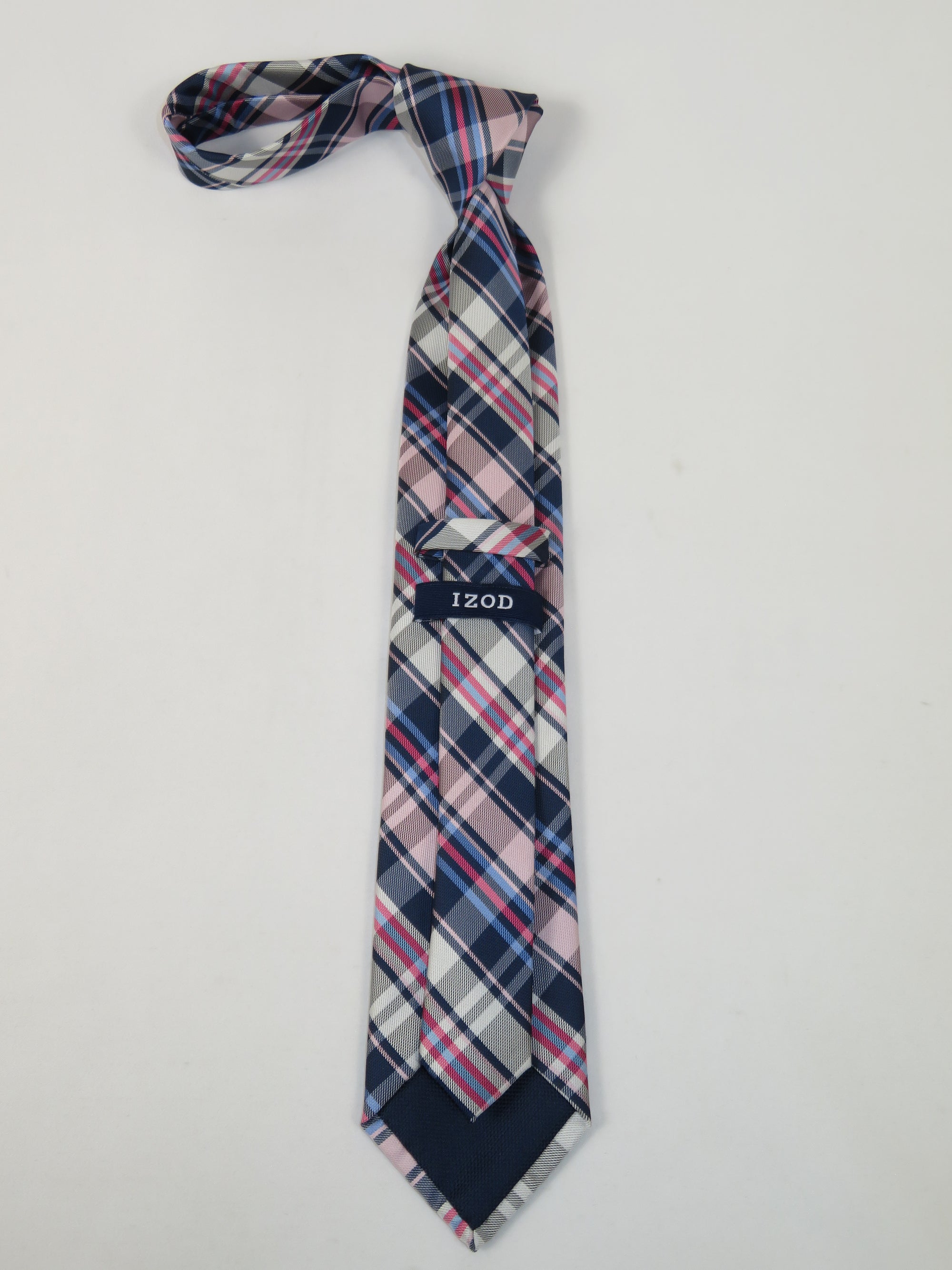Men's IZOD Tie Classic Woven Silky Feel #Izod-1 Pink Blue English Plaid