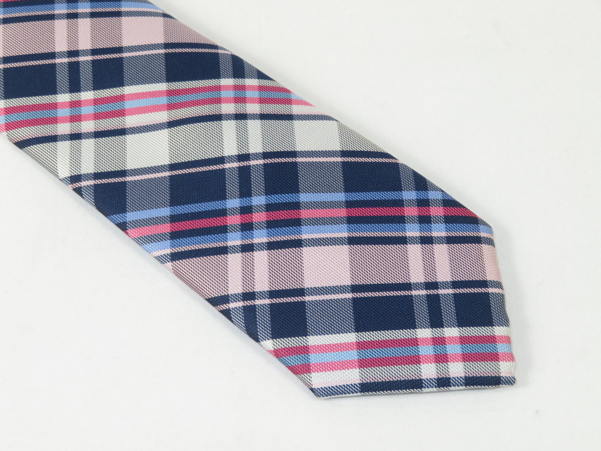 Men's IZOD Tie Classic Woven Silky Feel #Izod-1 Pink Blue English Plaid