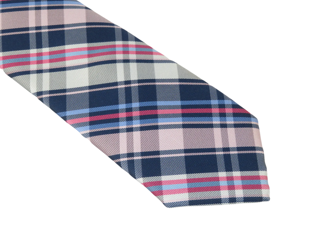 Men's IZOD Tie Classic Woven Silky Feel #Izod-1 Pink Blue English Plaid