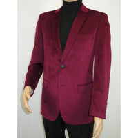 Men's Velvet Sport Coat Jacket by BASSIRI Leonardi J1042 Burgundy