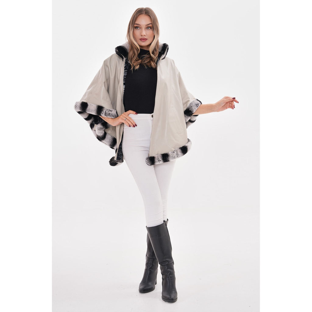 Vinci The Glacier Light Beige Reversible Leather Women Jacket