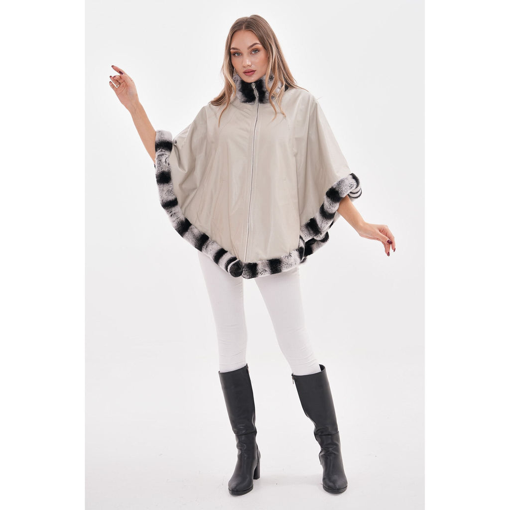 Vinci The Glacier Light Beige Reversible Leather Women Jacket