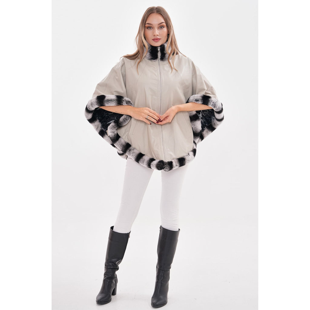Vinci The Glacier Light Beige Reversible Leather Women Jacket