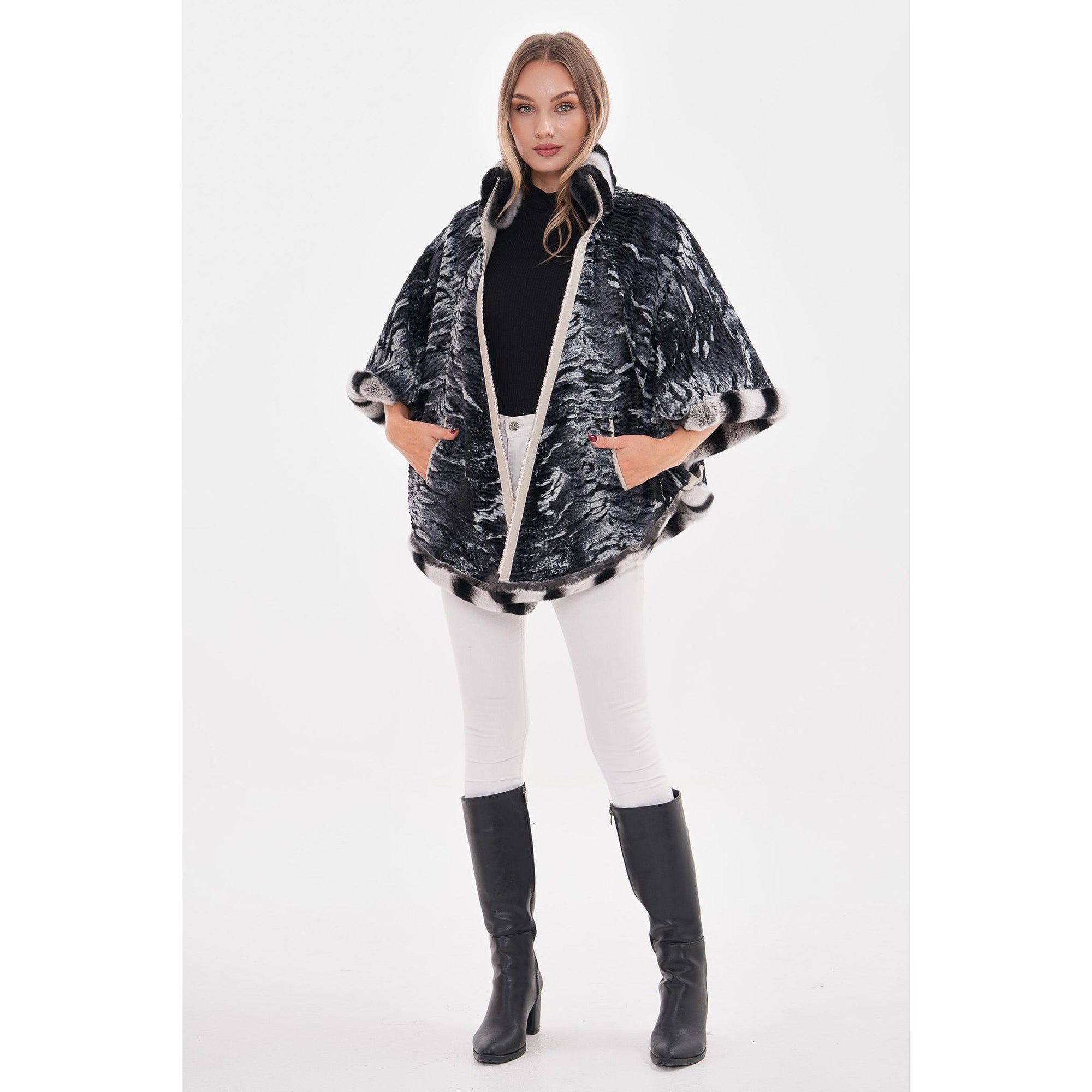 Vinci The Glacier Light Beige Reversible Leather Women Jacket