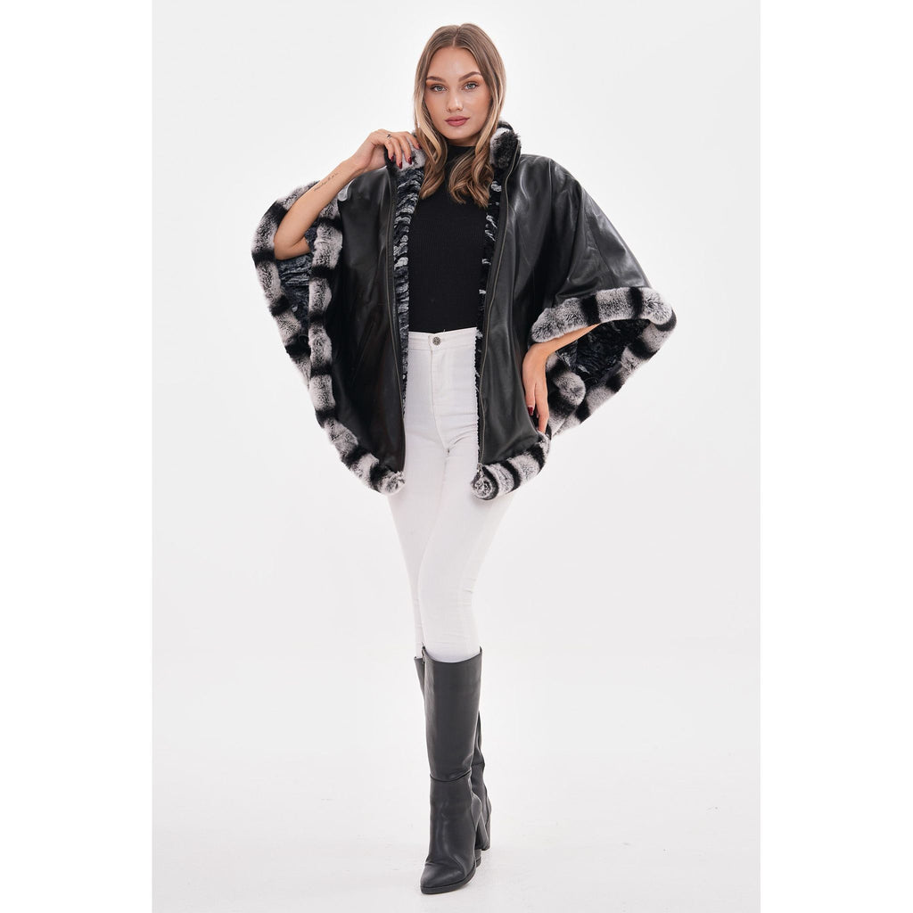 Vinci The Glacier Black Reversible Leather Women Jacket