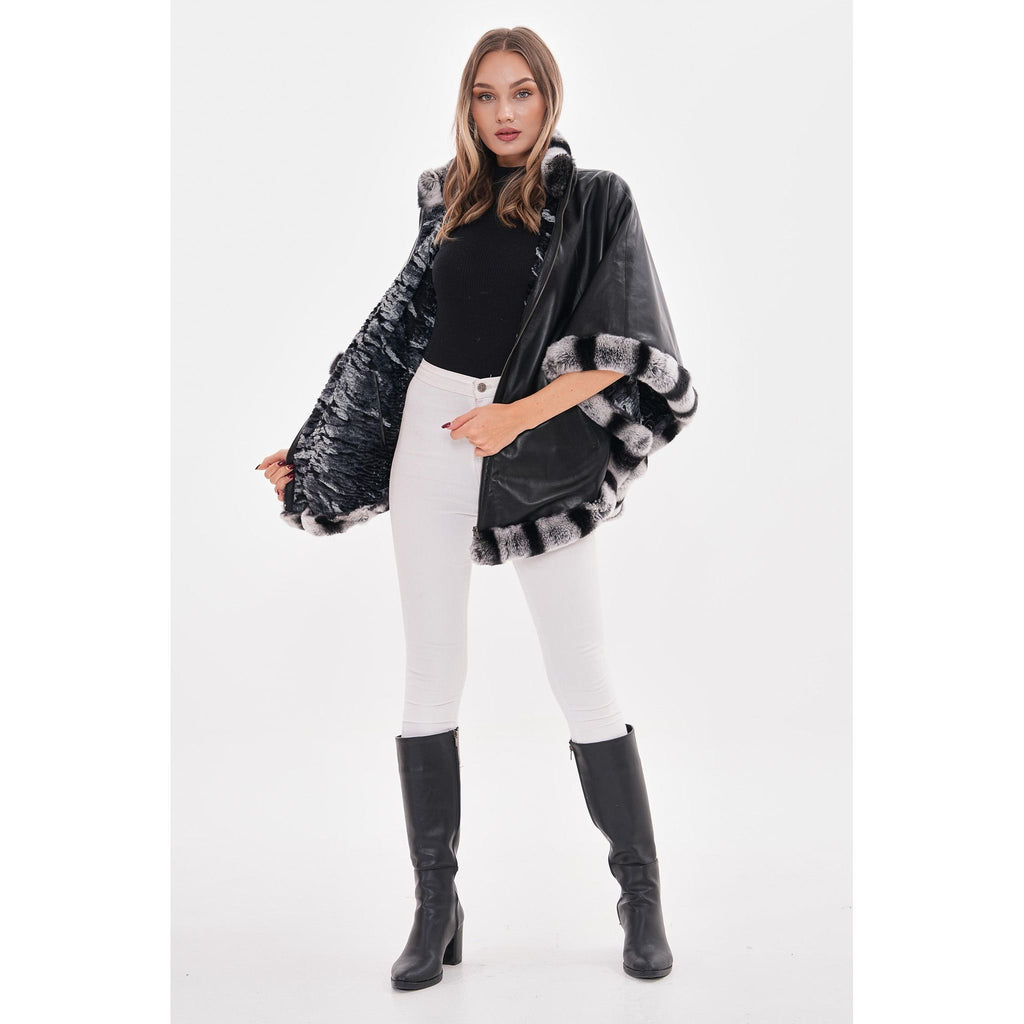 Vinci The Glacier Black Reversible Leather Women Jacket