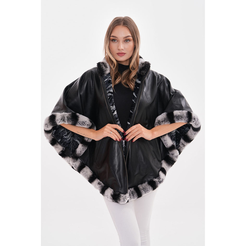 Vinci The Glacier Black Reversible Leather Women Jacket