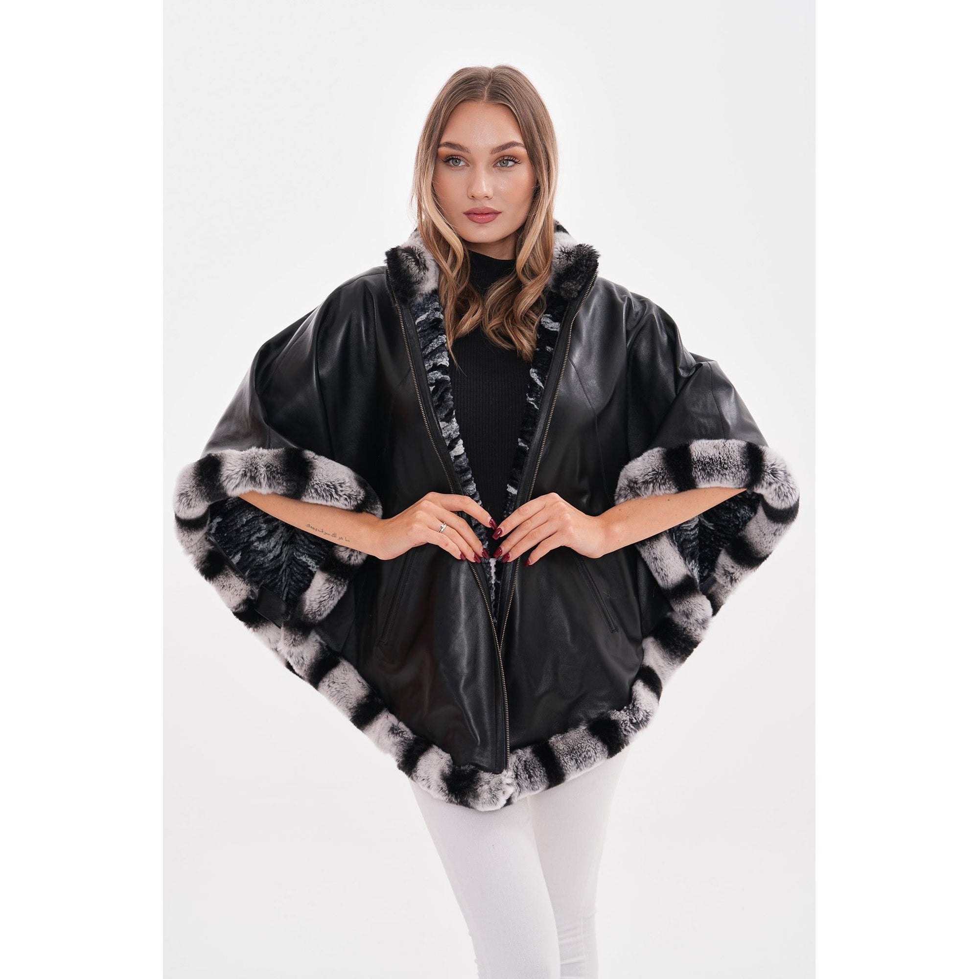 Vinci The Glacier Black Reversible Leather Women Jacket