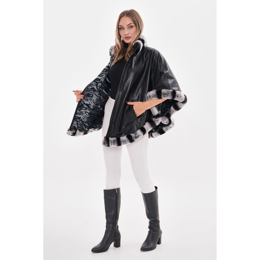 Vinci The Glacier Black Reversible Leather Women Jacket