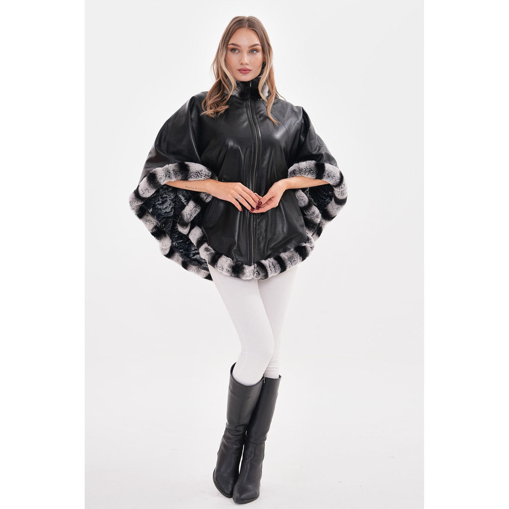 Vinci The Glacier Black Reversible Leather Women Jacket