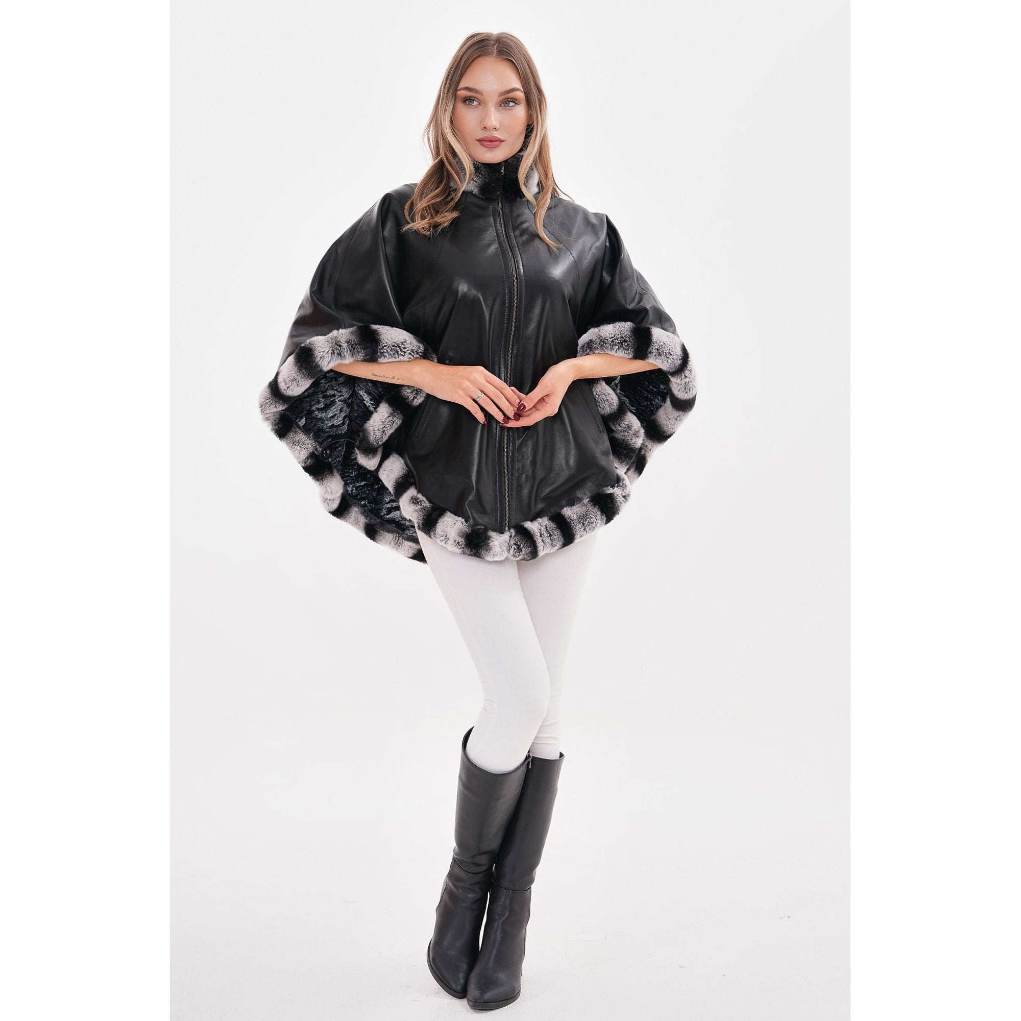 Vinci The Glacier Black Reversible Leather Women Jacket