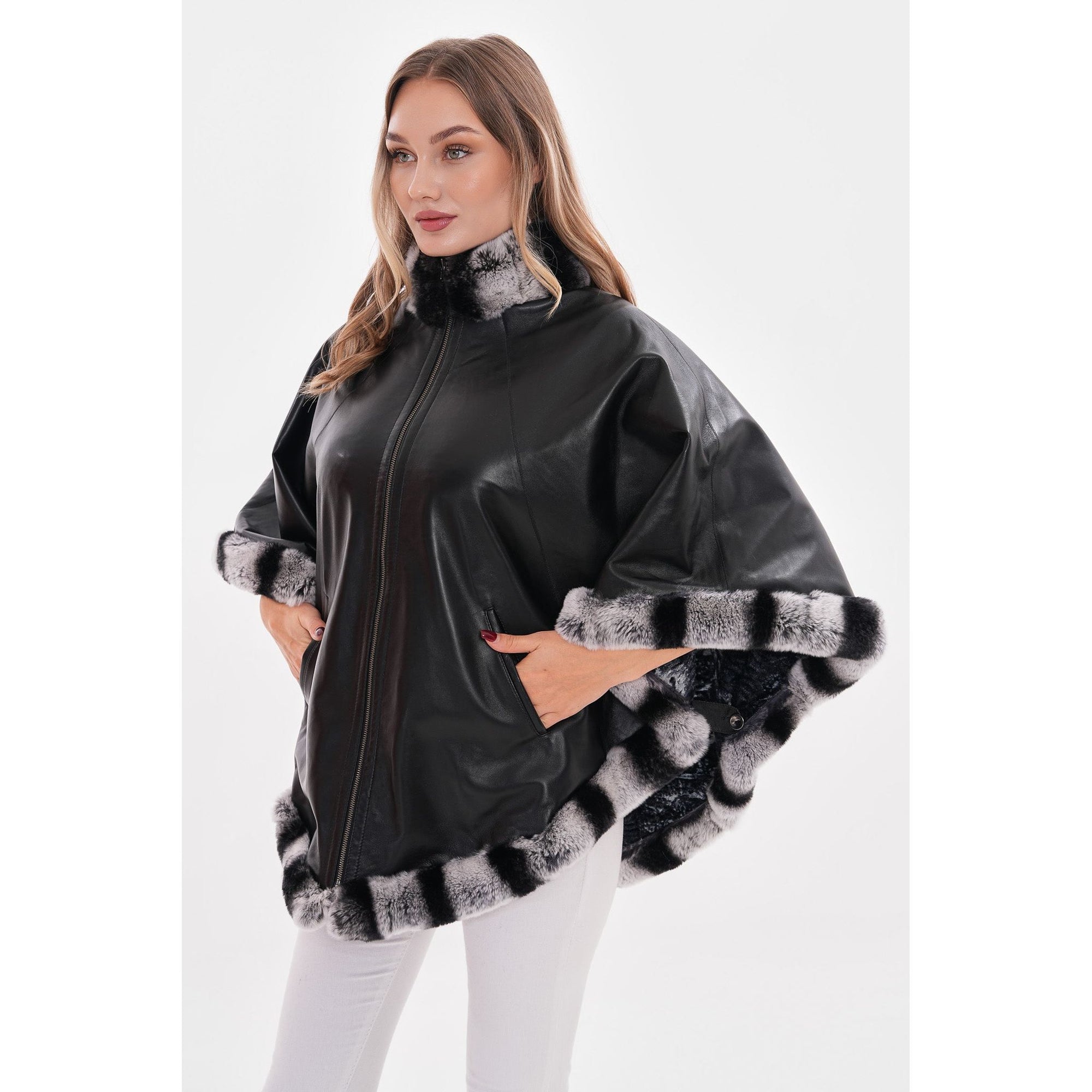 Vinci The Glacier Black Reversible Leather Women Jacket
