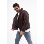 Vinci The Cortina Brown Shearling Leather Men Jacket