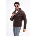 Vinci The Cortina Brown Shearling Leather Men Jacket