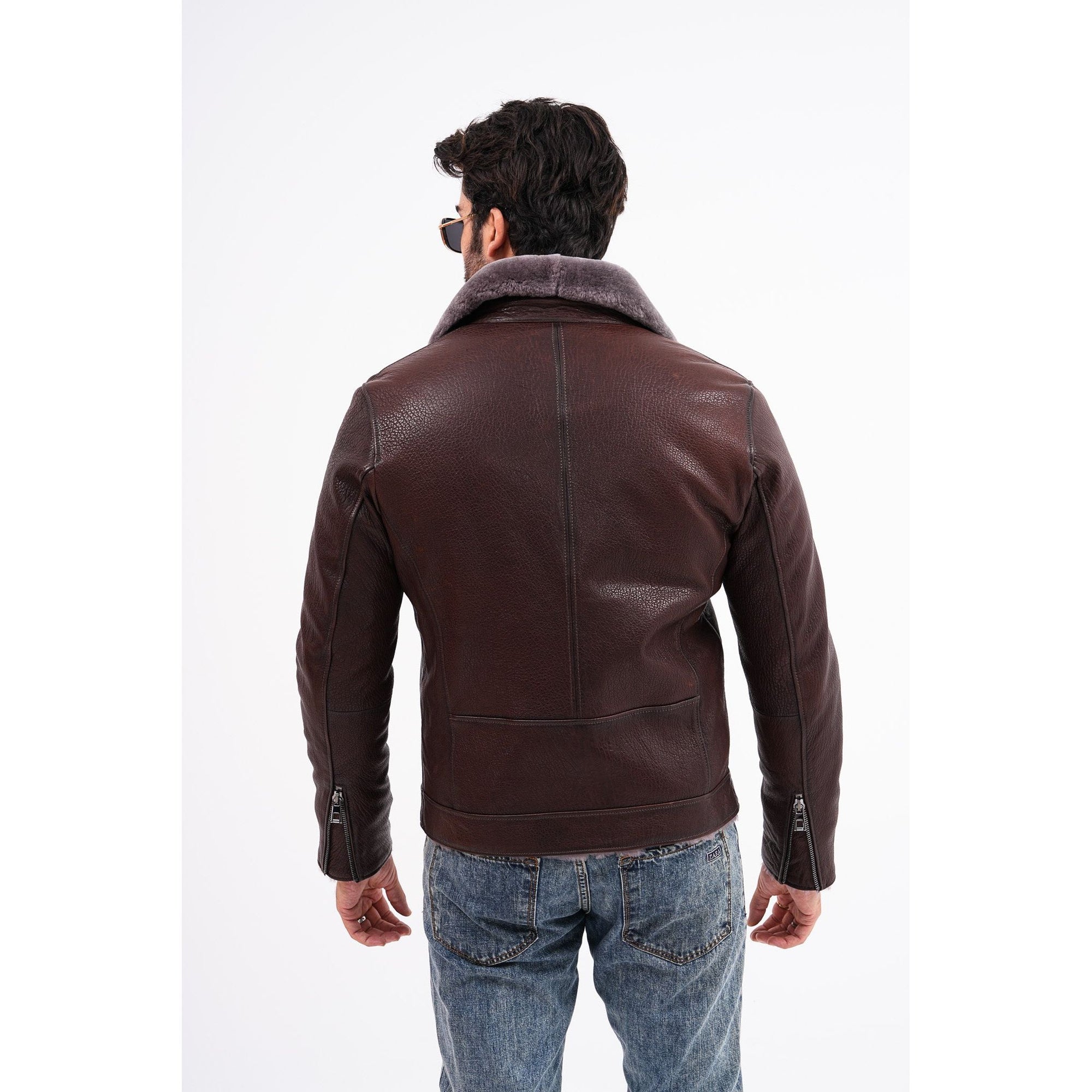 Vinci The Cortina Brown Shearling Leather Men Jacket