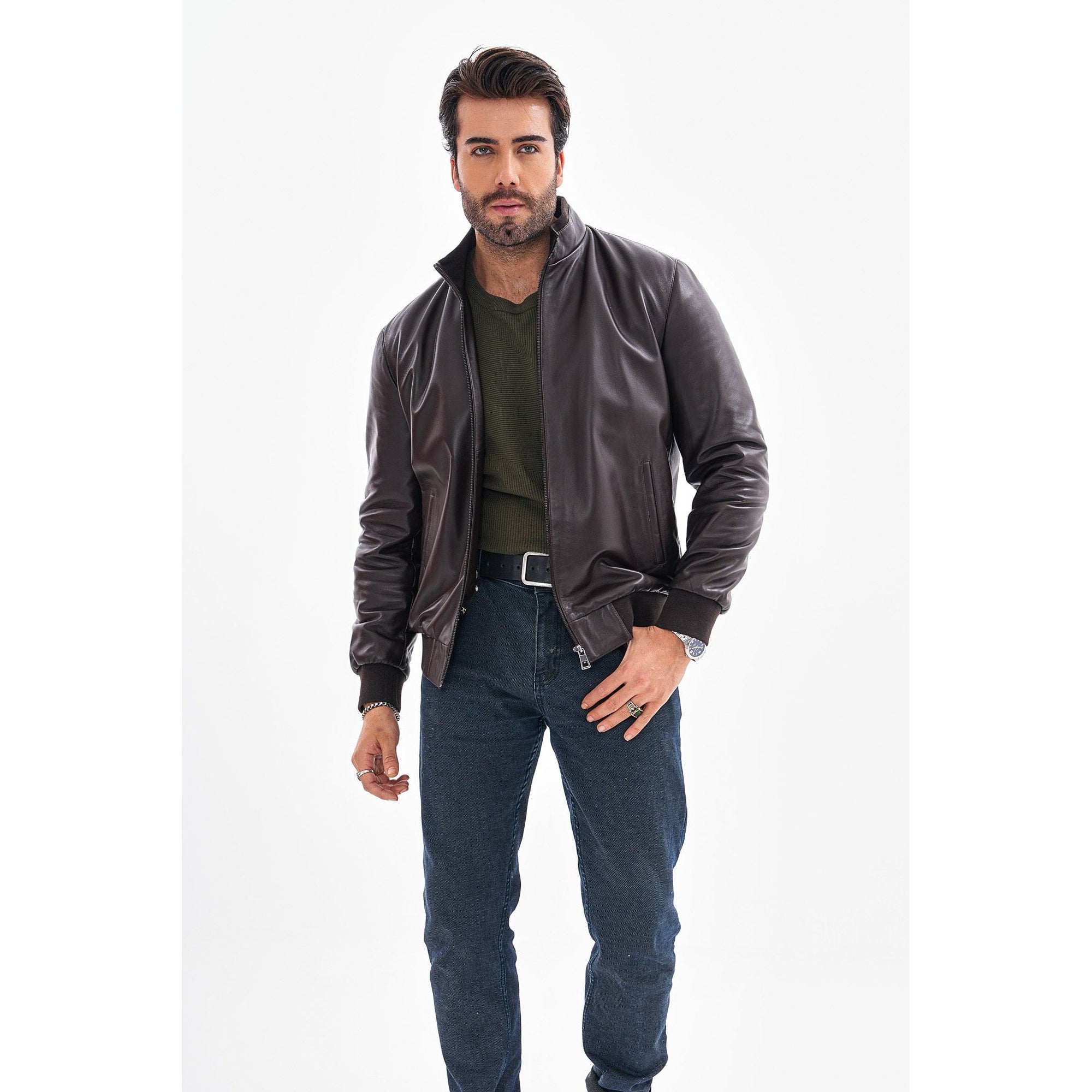 The Ardent Dark Brown Lambskin Men Leather Jacket