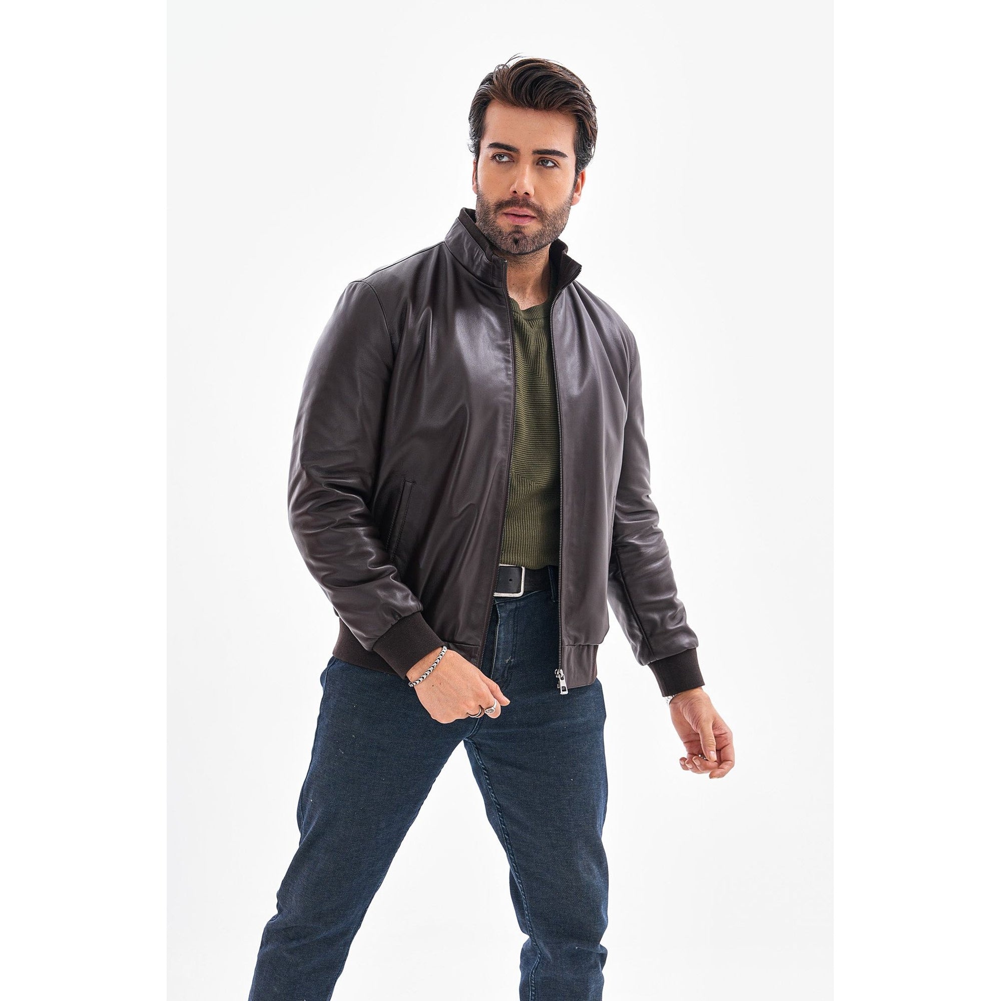 The Ardent Dark Brown Lambskin Men Leather Jacket