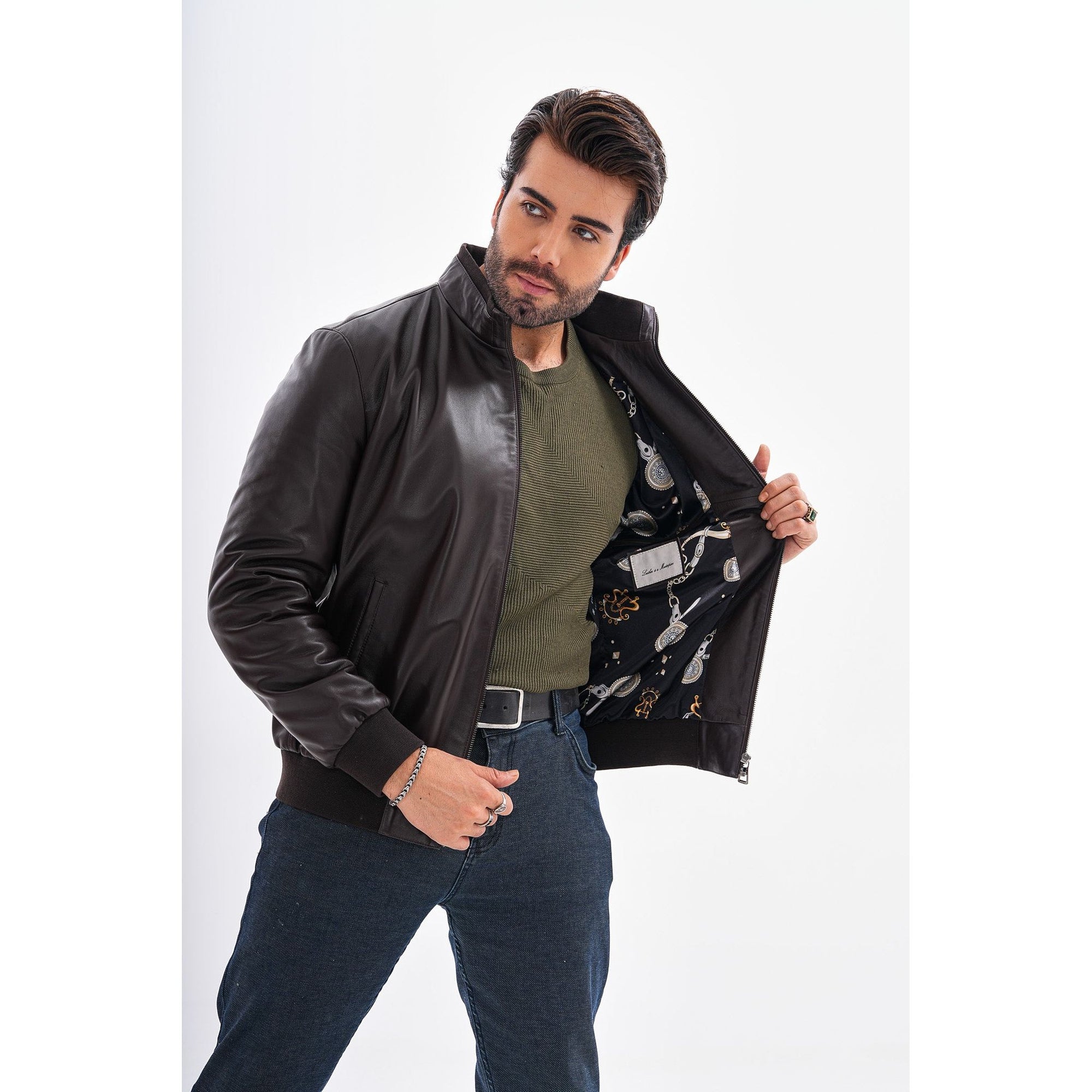 The Ardent Dark Brown Lambskin Men Leather Jacket